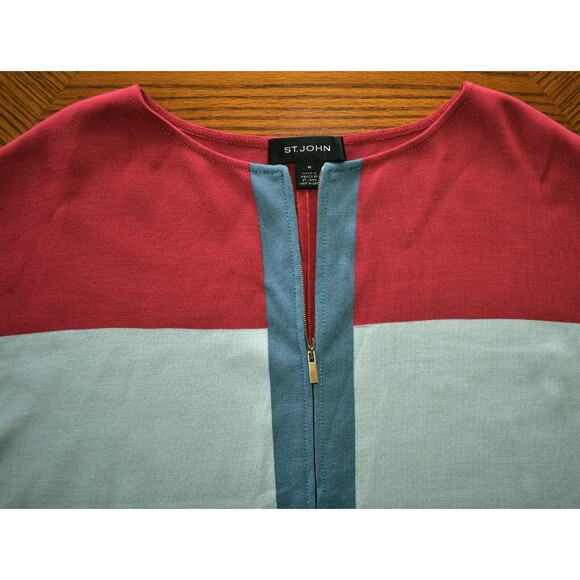 A8 Auth ST JOHN Milano Knit Colorblock Batwing Zip Up Cardigan Sweater Sz M $350 - Picture 7 of 9